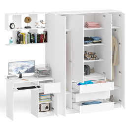 Стол компьютерный с тумбой справа с большим шкафом Мори МШ1600.1 и полкой открытой