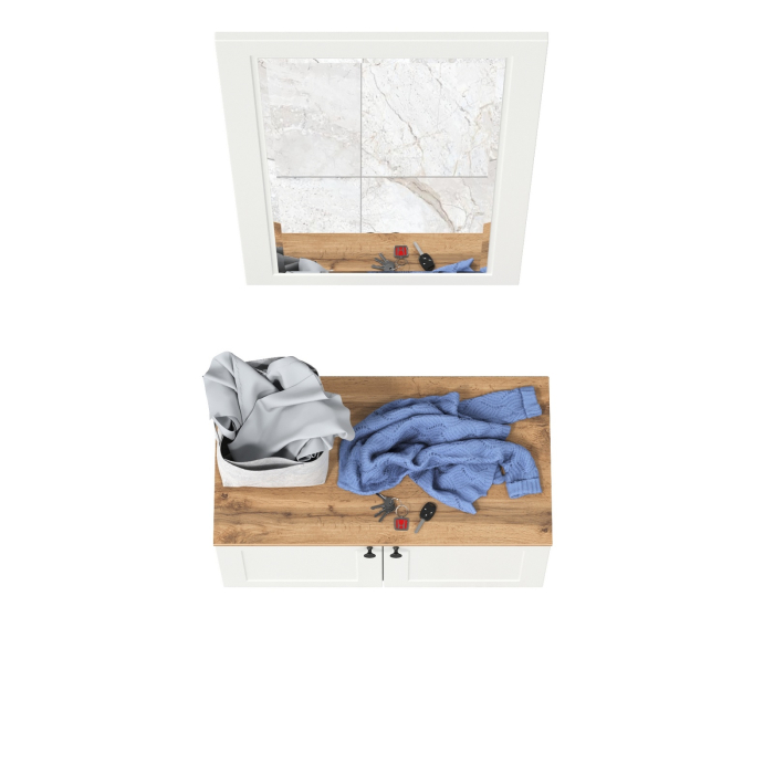 Прихожие, Тумба две дверки с зеркалом Остин