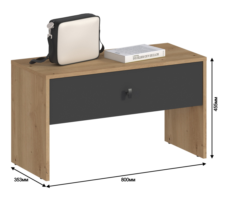 Тумбы, Тумба с ящиком Сидней СБ-2584/1 Дуб дикий/Диамант серый