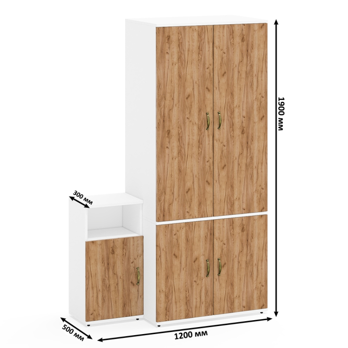 Домашние кабинеты, Шкаф глубокий с вешалкой и полкой и тумба с нишей 3.19 Лидер-8