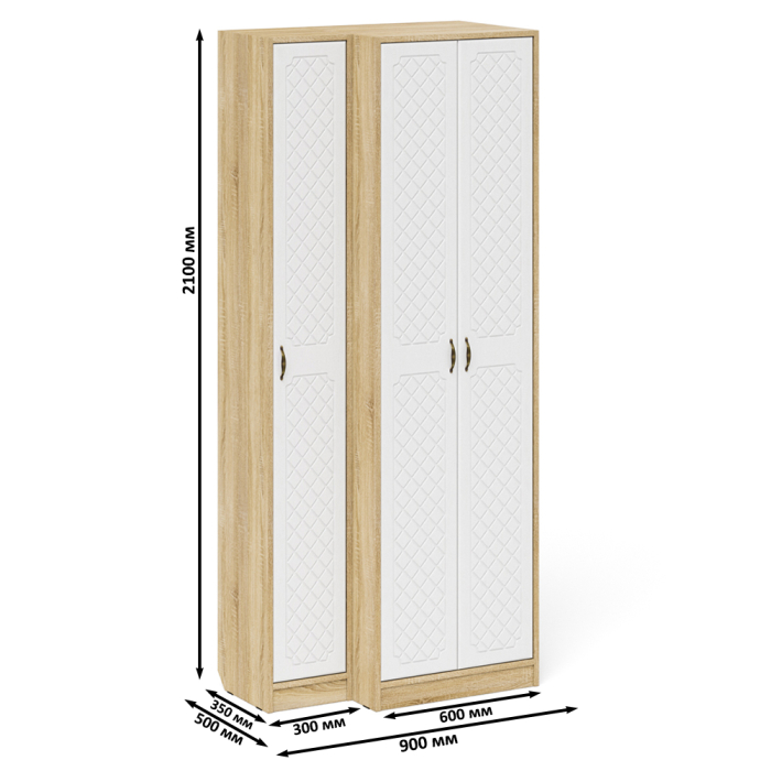 Прихожие, Пенал в прихожую и шкаф две двери П-6 МДФ фрезеровка ромб