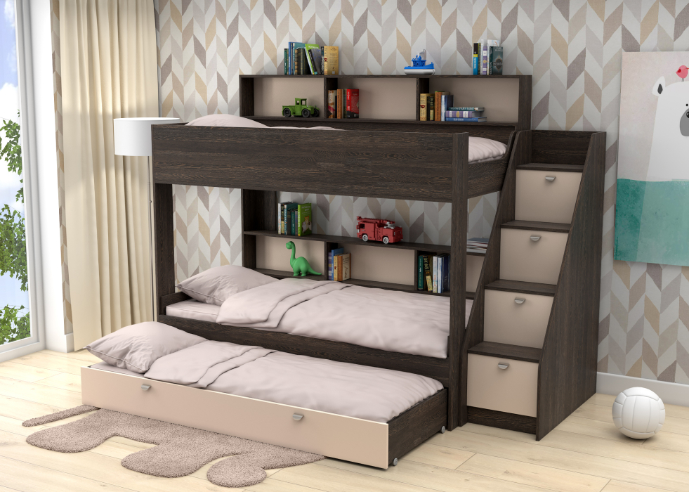 Для подростка, Трехъярусная кровать Golden Kids 10.1 венге