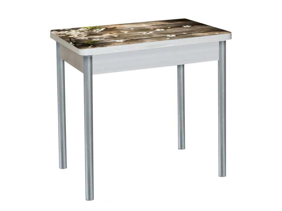Обеденные столы, БРОНКС стол обеденный фотопечать опора круглая серебристый металлик