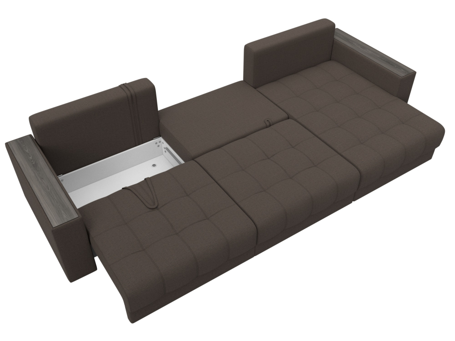 Дизайнерские диваны для гостиной, Диван угловой с декором Лига-049 НПБ Лонг, рогожка Амур