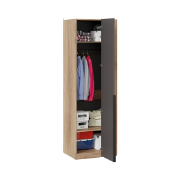 Шкаф угловой Порто, фасад глухой, яблоня беллуно, графит софт