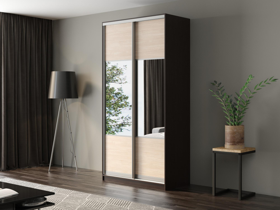 Шкафы-купе, Шкаф-купе Айсберг 120 ВЕНГЕ (шамони светлый/комбинированный)