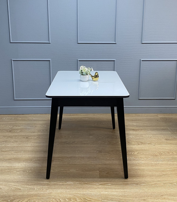 Обеденные столы, Стол KENNER 1100 M раздвижной, стекло белое глянец