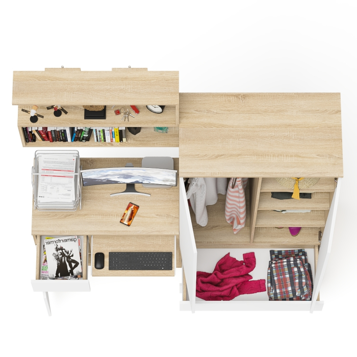 Домашние кабинеты, Компьютерный стол Мори МС-1 левый с полкой и шкаф-комодом