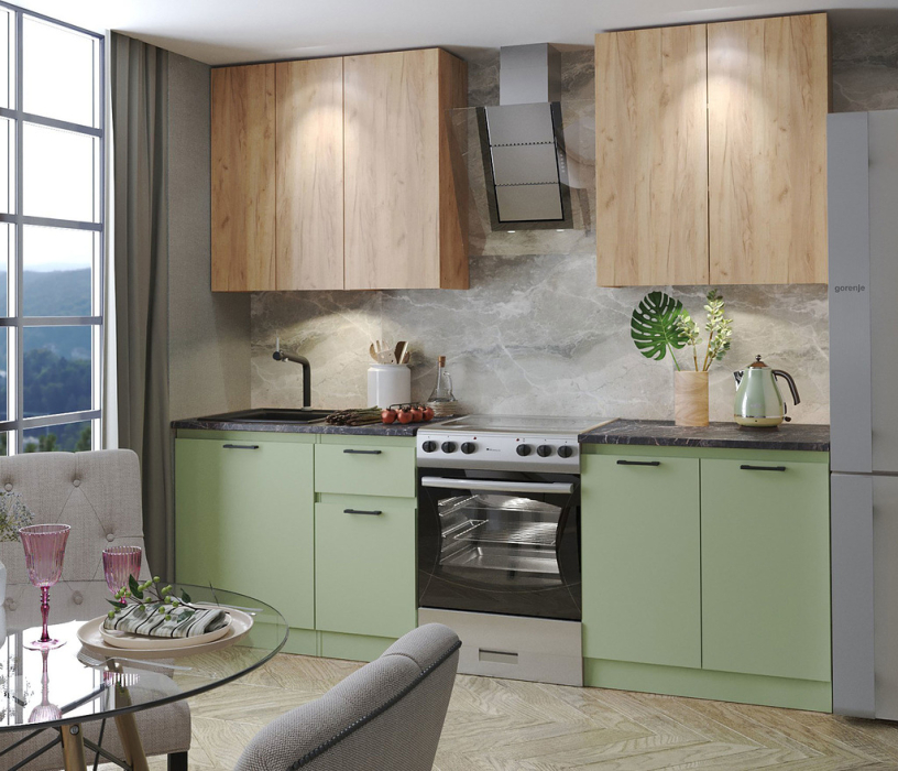 Кухонные гарнитуры, Кухня прямая Ревилья  01