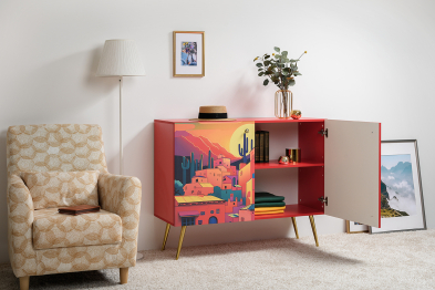 Комод-тумба Кармин 16.230.03, фасады с рисунком Бразильские домики