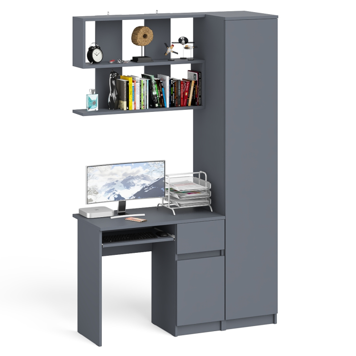 Прямые компьютерные столы, Пенал Мори однодверный на 400.1 с компьютерным столом Мори МС-1 правый и полкой 900