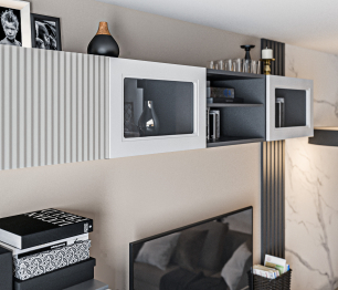 Гостиная (стенка) Тренд Диамант серый / МДФ Джаз светло-серый, МДФ Modern Светло-серый