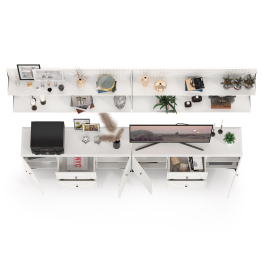 Две ТВ-тумбы и четыре навесных полки Валенсия № 53