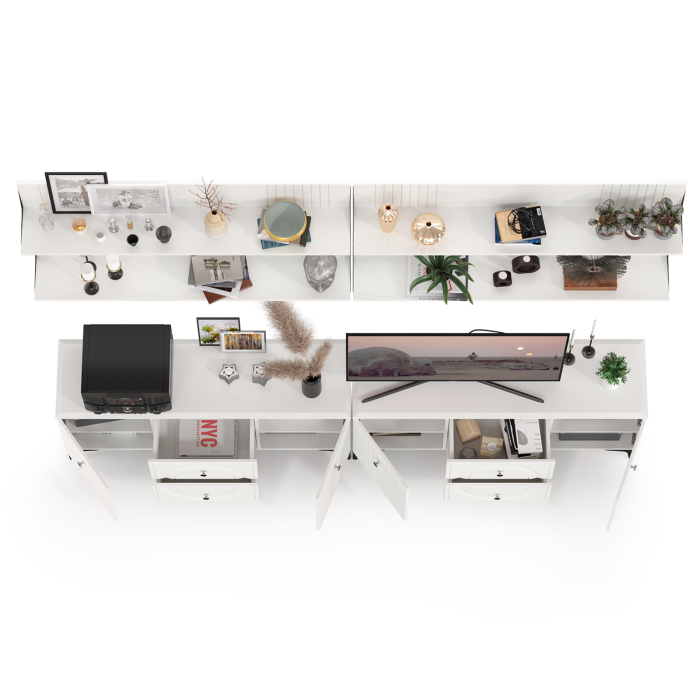 Стенки для гостиной, Две ТВ-тумбы и четыре навесных полки Валенсия № 53