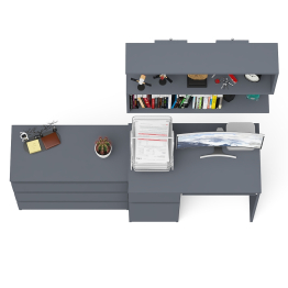 Однотумбовый стол компьютерный Мори МС-1 левый с комодом три ящика и навесной полкой 900