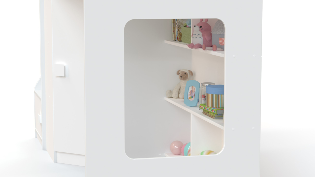 Кровати-чердаки, Кровать-чердак с угловым шкафом и угловой лестницей Ridgimmi 2.3