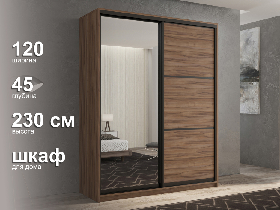 Шкафы-купе 2-х дверные, Шкаф-купе 2х дверный Кааппи 2 120х45