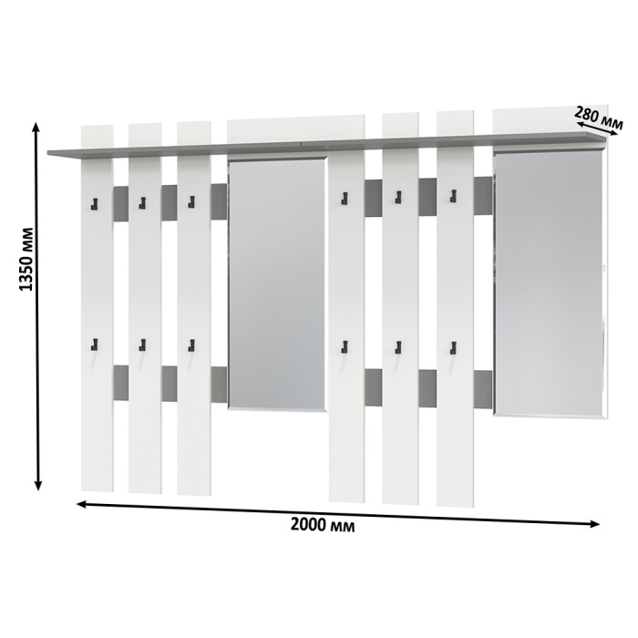 Настенные, Две вешалки для верхней одежды с зеркалом Лира 2-3814