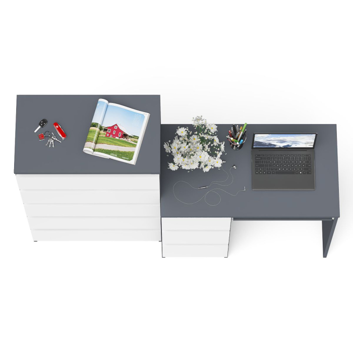 Домашние кабинеты, Комод высокий Мори МК700 5-ть ящиков и стол компьютерный Мори МС-6 левый