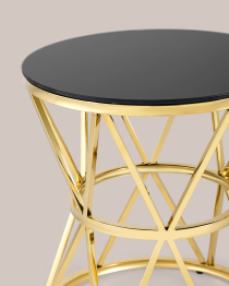 Журнальный стол ВИВА 50х50 (Стекло черное/Сталь золото)