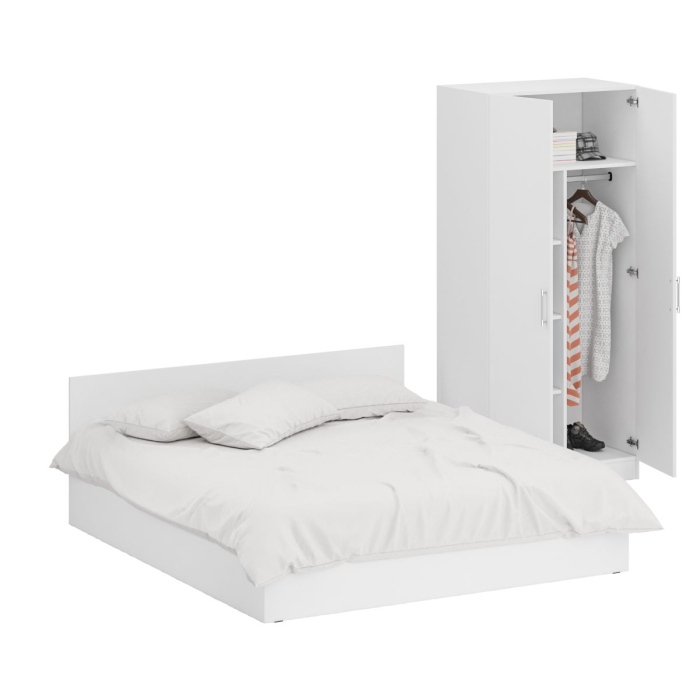 Спальные гарнитуры, Кровать двуспальная 1800 со шкафом для одежды 2-х створчатым Стандарт