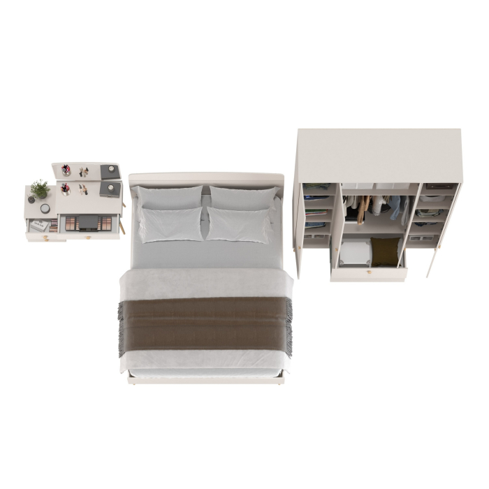 Спальные гарнитуры, Шкаф-комод 4-х дверный с кроватью 1600 Афина и трюмо с зеркалом