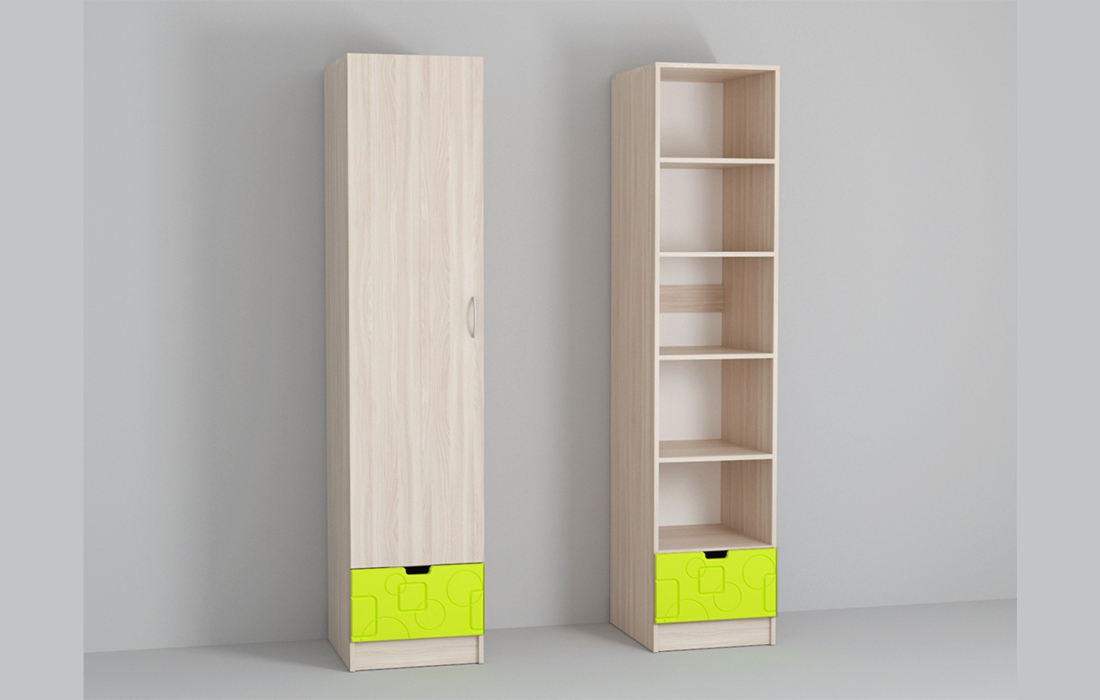 Шкафы пеналы, Пенал Бриз МДФ Волна (Ясень шимо светлый)