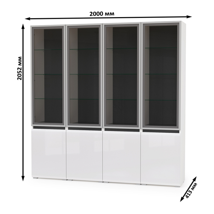 Витрины, Набор шкафов со стеклом Сидней № 18