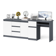 Домашние кабинеты, Комод-тумба Мори МК1200 3 ящика и две дверки со столом компьютерным МС-1 левым Мори