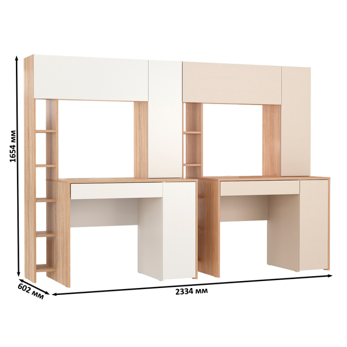 Прямые компьютерные столы, Два стола с надстройкой Mobi Комфорт 12.71