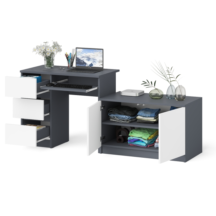 Прямые компьютерные столы, Компьютерный стол три ящика слева с тумбой 900 Мори