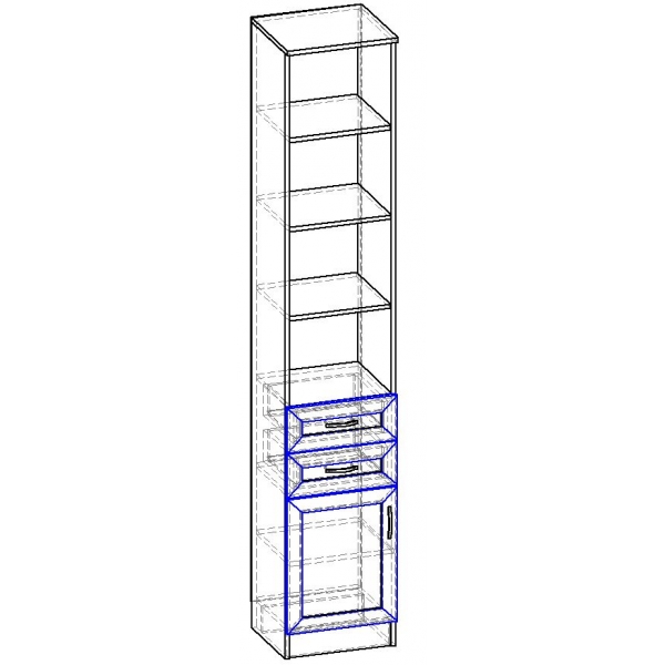 Стеллажи, Стеллаж 1 дверь 2 ящика ГОРИЗОНТ-Р