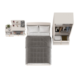 Кровать Афина 1200 с трюмо и шкафом-комодом