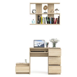 Компьютерный стол Мори МС-6 ящики справа с навесной полкой 900 и тумбой с ящиком