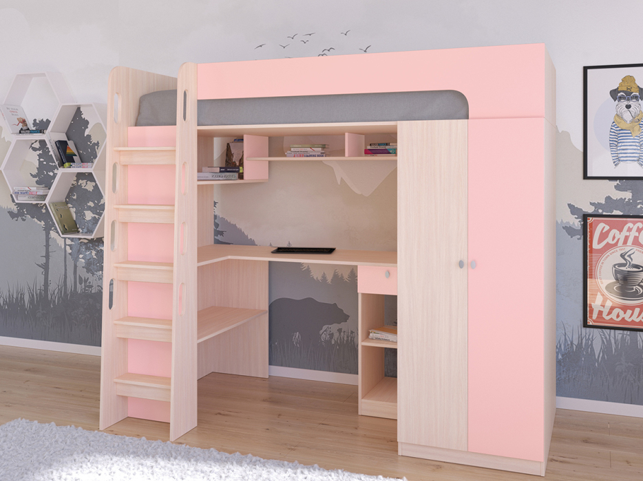 Кровати-чердаки, Кровать-чердак Астра 10 Дуб молочный