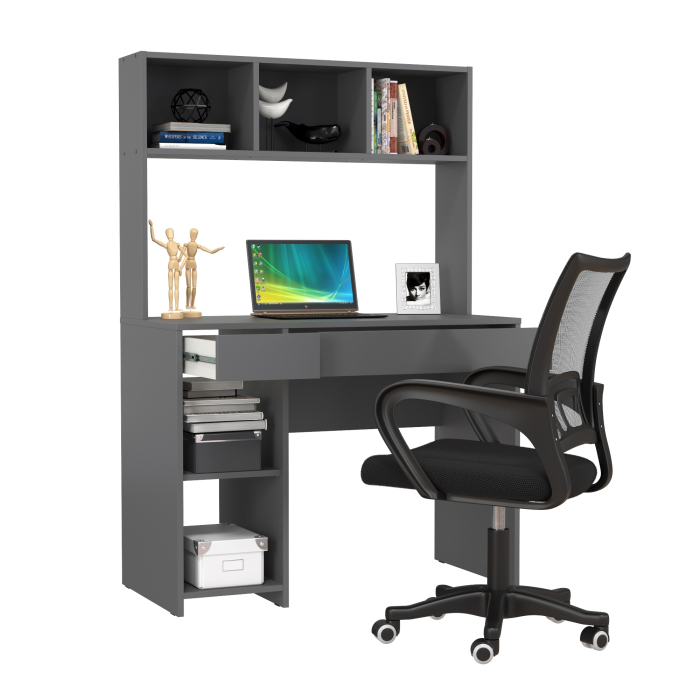 Прямые компьютерные столы, Компьютерный стол Моби Комфорт 12.77F с компьютерным креслом 103 чёрного цвета