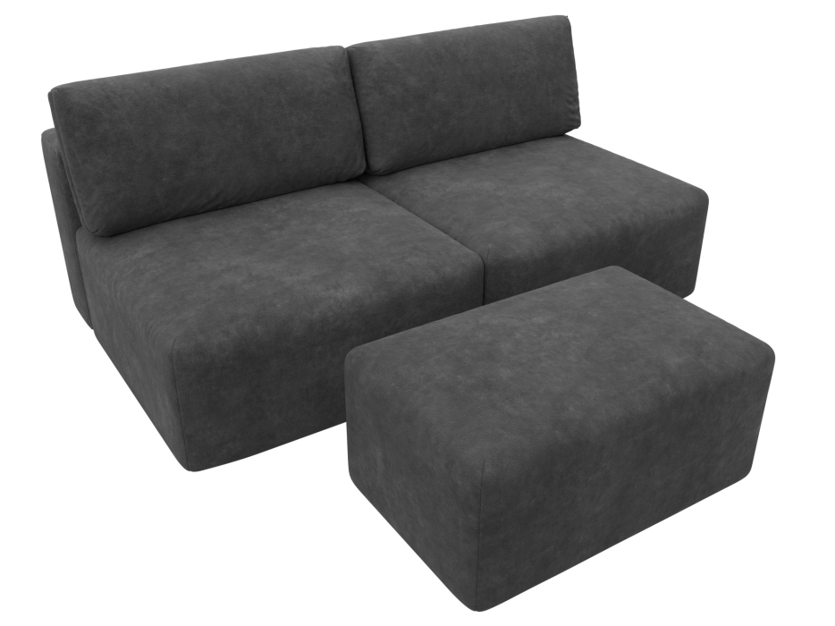 Диваны еврокнижки, Диван прямой модульный с пуфом Лига-060 НПБ, велюр BRUT