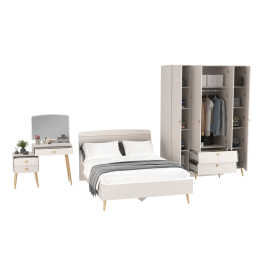 Шкаф-комод 4-х дверный с кроватью 1400 Афина и трюмо с зеркалом