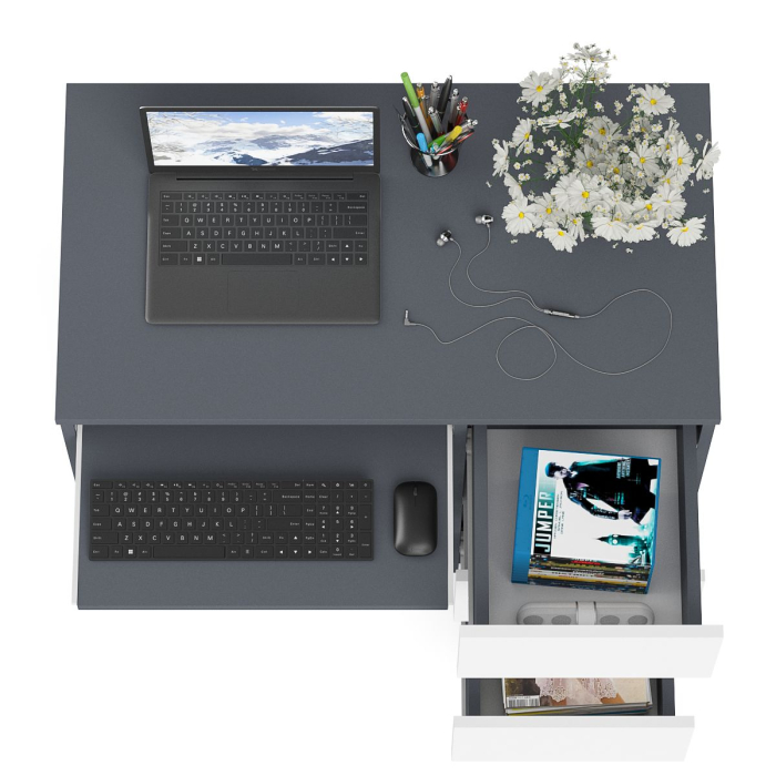 Детские столы, Стол компьютерный три ящика Мори МС-6 правый