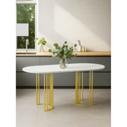 Стол Хьюго О 160 х 90 (золотые ноги)