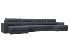 Дизайнерские диваны для гостиной, Диван П-образный с декором Лига-049 НПБ Лонг, экокожа GRIFON