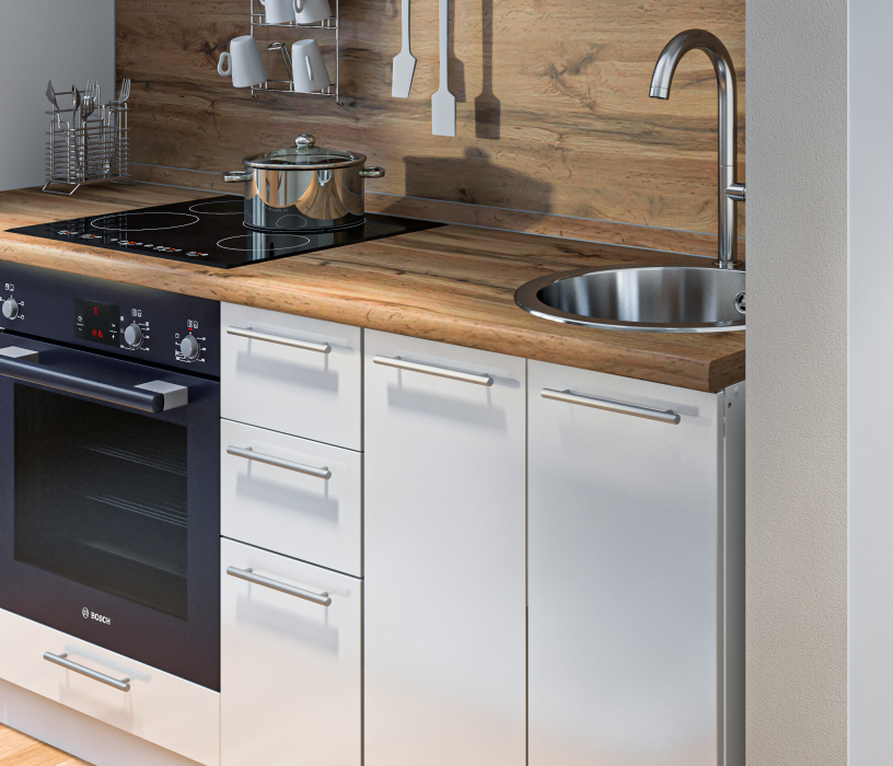 Кухонные гарнитуры, Кухонный гарнитур Регина Белый/Анна МДФ Белый глянец 2,6 м