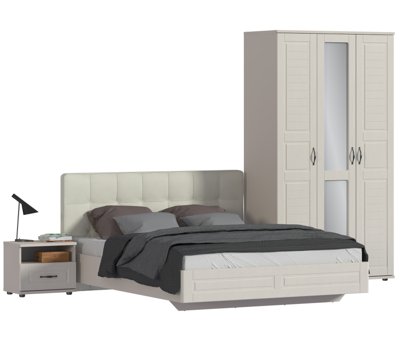 Спальные гарнитуры, Сити Комплект (кровать СБ-2938+тумба+шкаф 3х дв.с зерк)