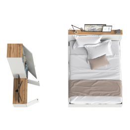 Кровать со спальным местом 1600 с ортопедическим основанием с тумбой и шкаф-пеналом Остин