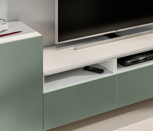 Гостиная (стенка) Тренд Белый/Белла Камыш/МДФ Modern Белый