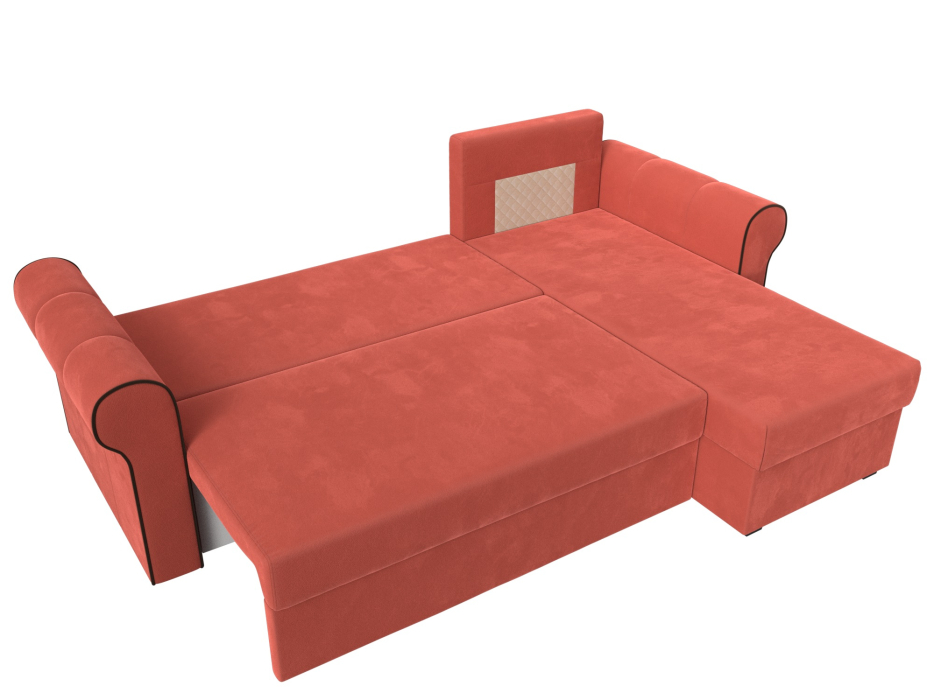 Диваны угловые в гостиную, Угловой диван-кровать Рейн, еврокнижка, микровельвет, правый