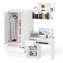 Компьютерный стол Мори МС-1 левый с полкой и шкаф-комодом