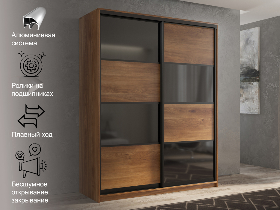 Шкафы-купе 2-х дверные, Шкаф-купе 2х дверный Кааппи 13 160х60