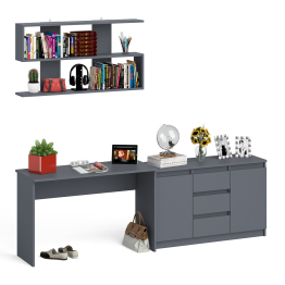 Стол письменный Мори 1200 с открытой полкой и тумбой-комодом