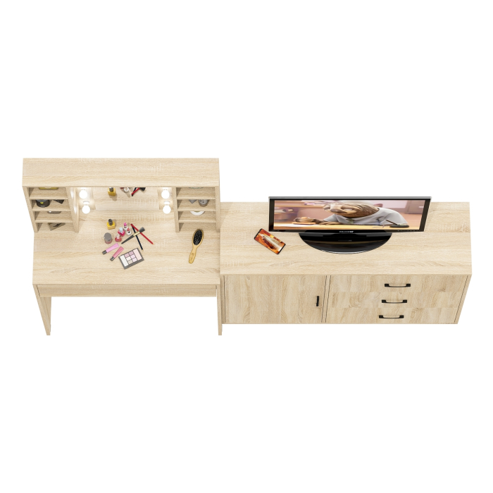 Туалетные столики, Туалетный столик с подсветкой 115 и комод с дверкой и 3-мя ящиками 122-1204